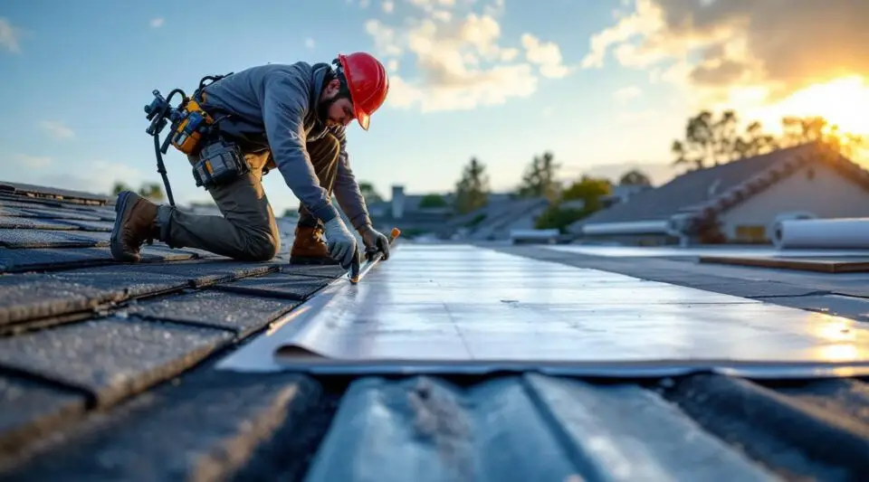 Professional roofers laying high-quality asphalt shingles on a family home in West Jordan, Utah.