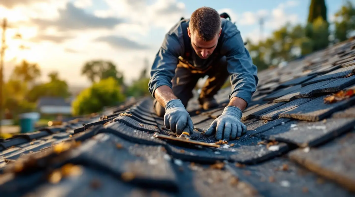 Professional crew installing architectural asphalt shingles on a West Jordan commercial facility under clear Utah skies.